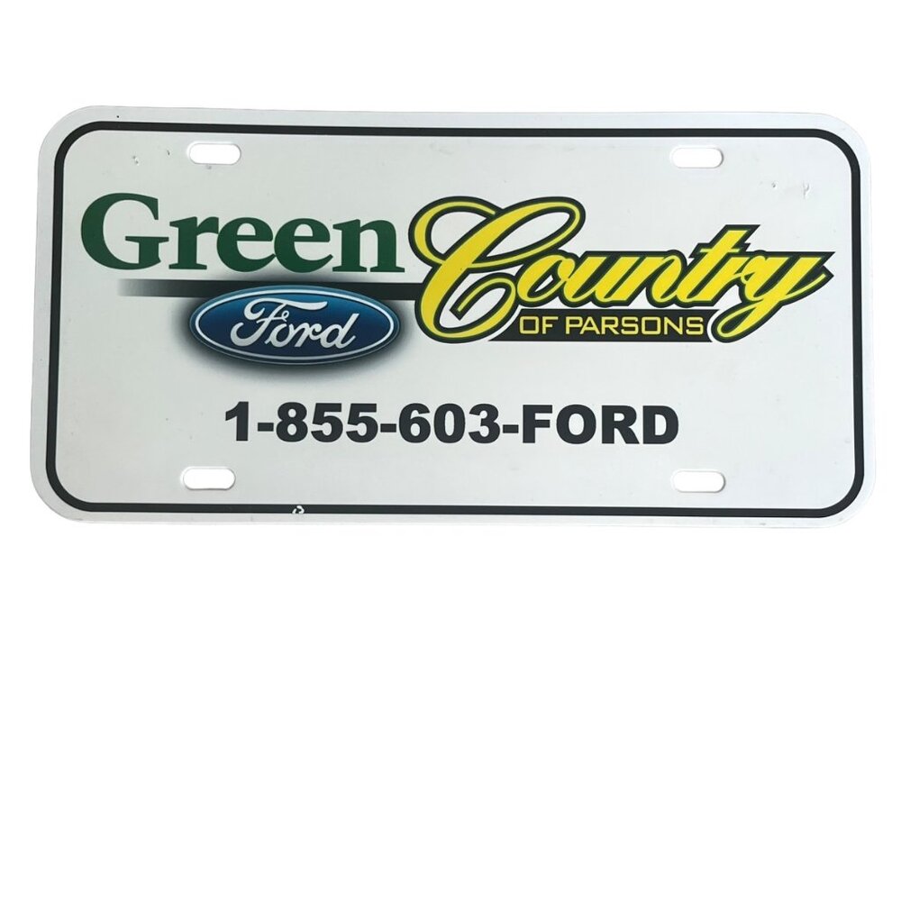 Green County Ford of Parsons Dealership Booster License Plate PLASTIC